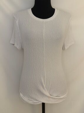 MICHAEL STARS WHITE STELLA TWIST-FRONT CRINKLE TEE